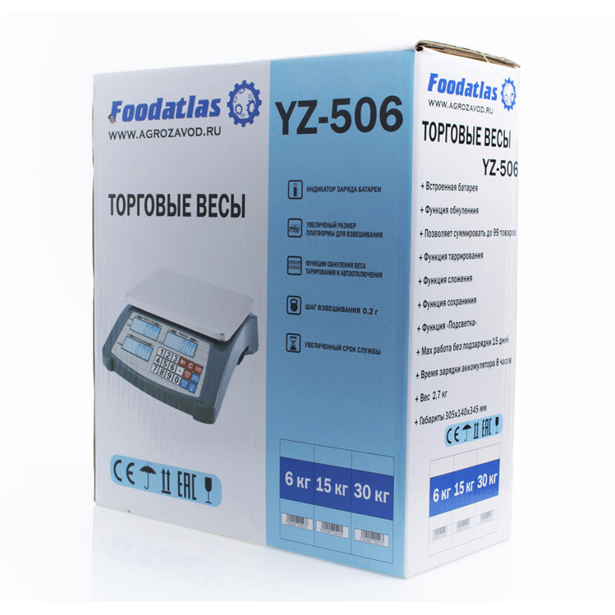 Торговые весы Foodatlas 30кг/1гр YZ-506 фото 5