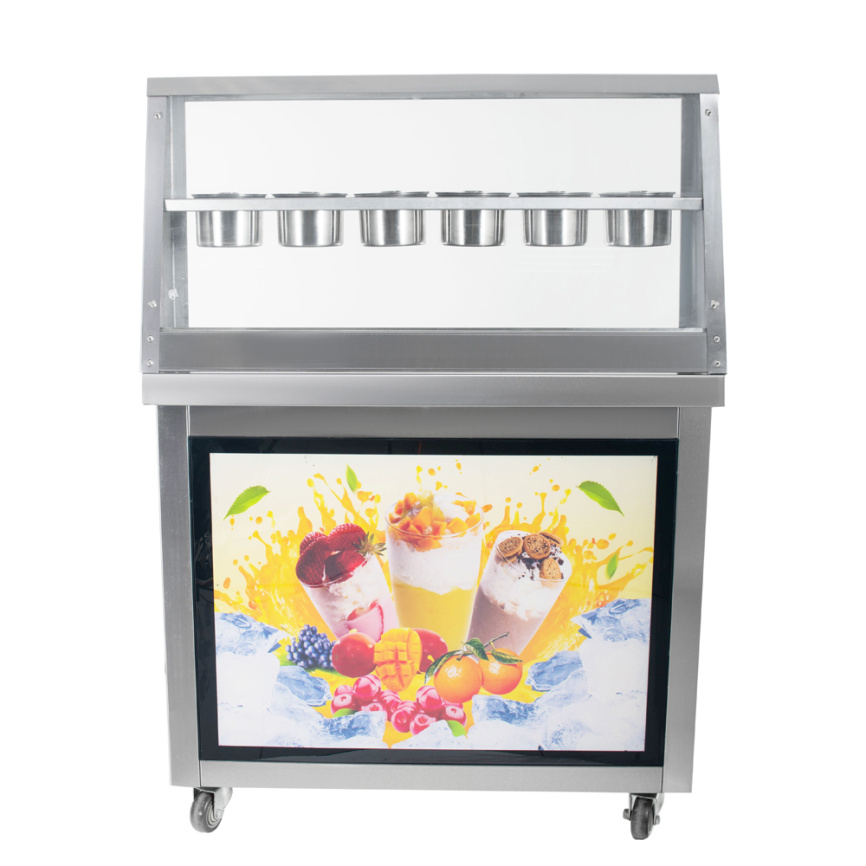 Фризер для ролл мороженого KCB-1F Foodatlas (контейнеры, световой короб, стол для топпингов) фото 2