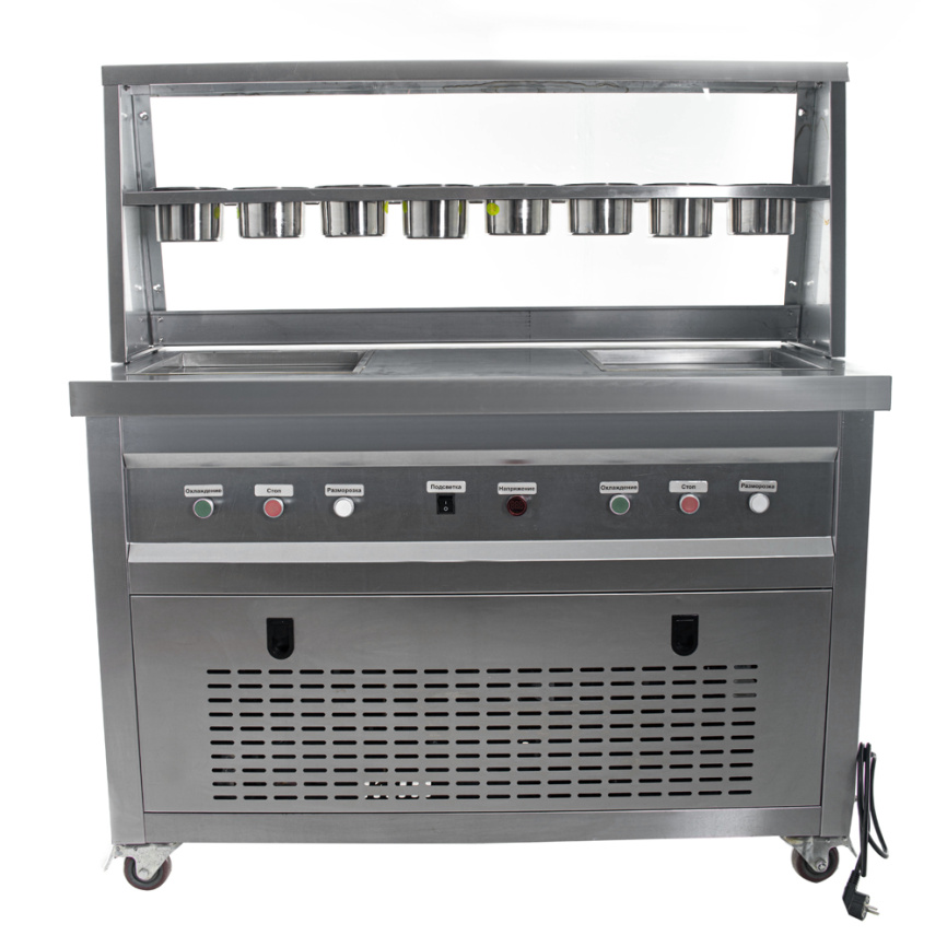 Фризер для ролл мороженого KCB-2F Foodatlas (контейнеры, свет.короб, стол для топпингов, 2 компр) фото 4