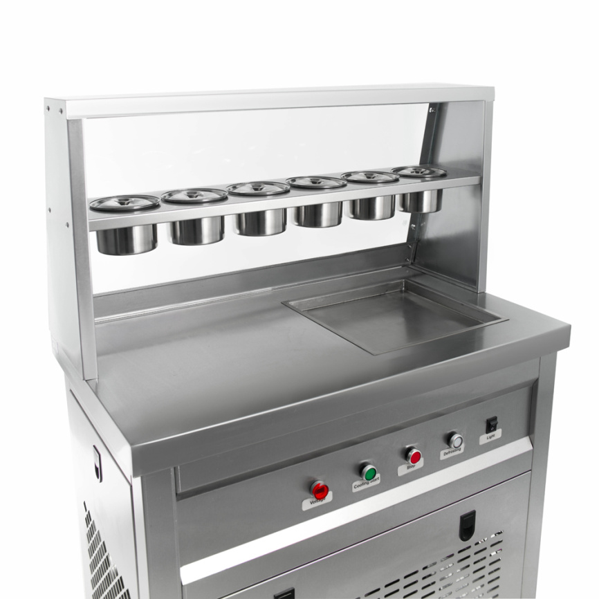 Фризер для ролл мороженого KCB-1F Foodatlas (контейнеры, световой короб, стол для топпингов) фото 7